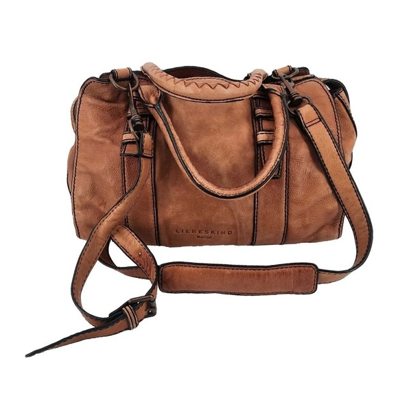 Liebeskind Berlin Satchel Bag Women Medium Brown Leather Crossbody Boho - Picture 6 of 13